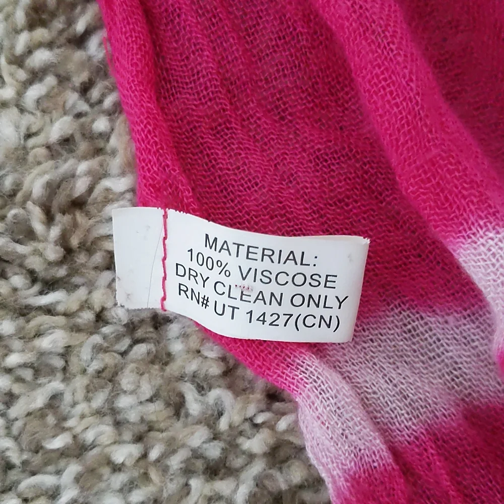 Pink and White Striped Scarf